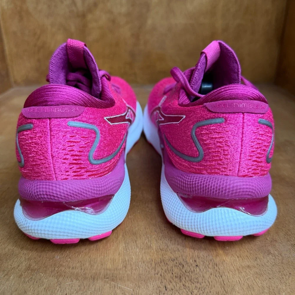 ASICS Gel-Nimbus 24 Running Shoes Womens Sz 9 Hot Pink Athletic Sneakers 101B201